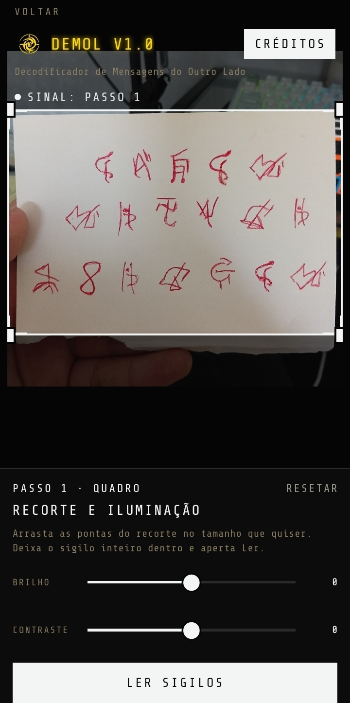 Leitura de sigilos pela câmera