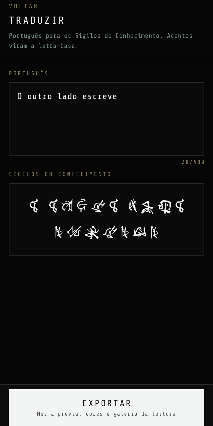 Tradução de português para sigilos