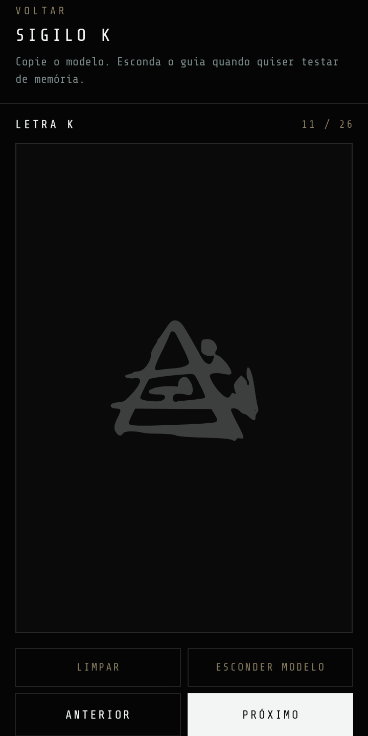 Prática do traço de uma letra